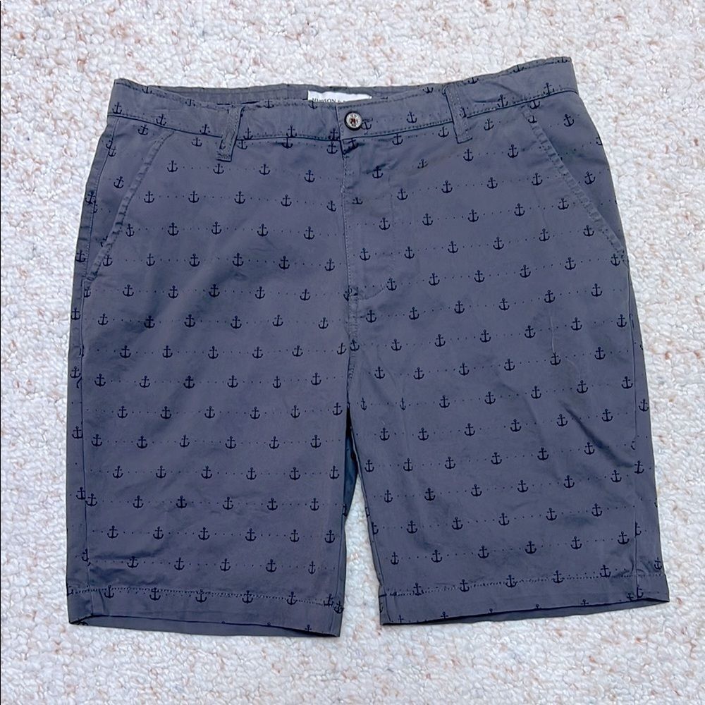 Hudson & Barrow Size 34 Men’s Gray Black Anchor Shorts Nautical 4 Pocket